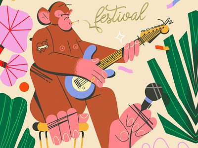 Monkey Music Festival 🍌 animation character color design festival graphic illustration monkey motion graphics music rock