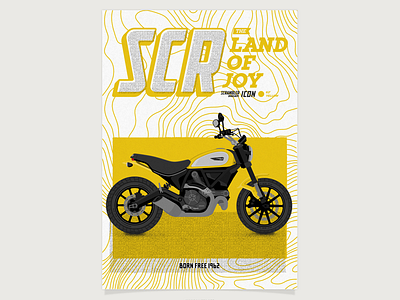 Poster Scrambler Ducati Icon bike cafe racer ducati illustration motorbike motorcycle poster scrambler typography vector vectorial yellow