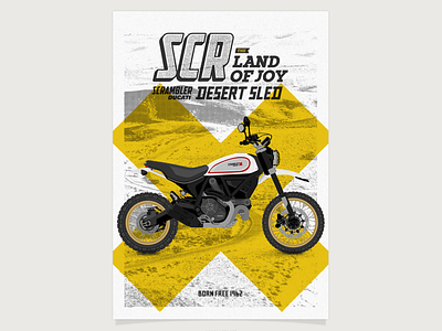 Poster Scrambler Desert Sled bike cross desert ducati illustration motorbike motorcycle poster scrambler typography vector vectorial