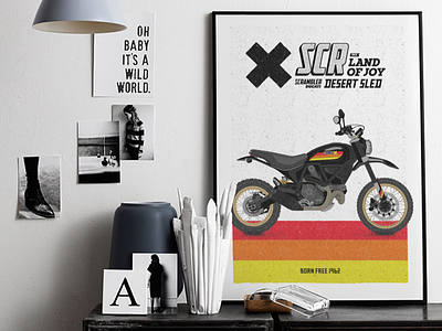 How it looks - Scrambler Desert Sled Black Edition Poster bike frame motorbike motorcycle poster racer scrambler