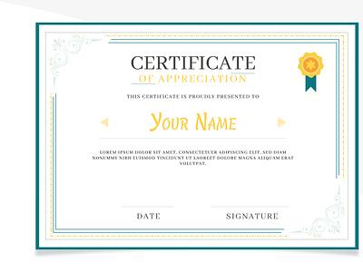 Modern certificate of achievement template