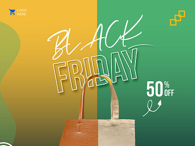 shopping bag black Friday super sale social media banner template