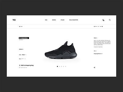 Adidas Y-3 Product Page adidas interface nike sports ui ux web design