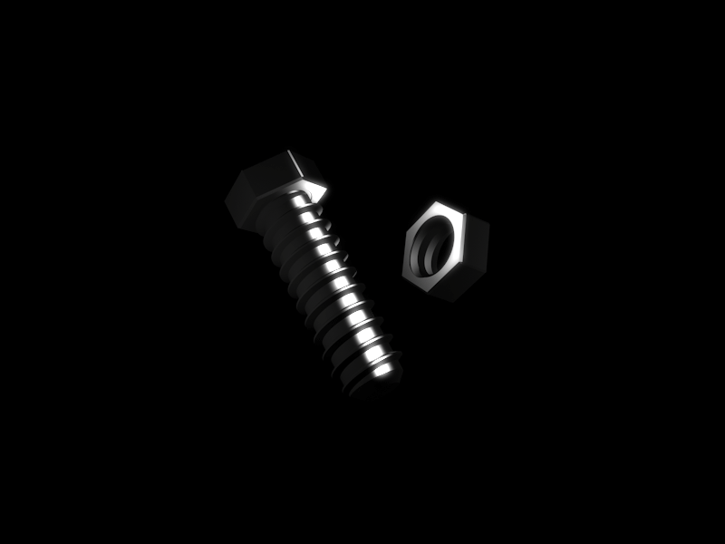 Nut & Bolt Reveal 3d animation bolt c4d highlight light nut reveal rhino shine specular