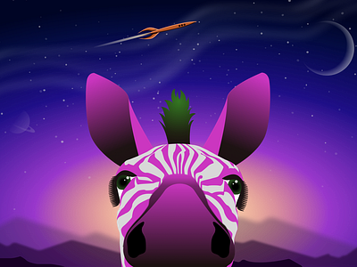 Dreamers adobe xd animal animals art design gradient graphic design graphicdesign graphics illustration illustration art illustrator purple rocketship sketch space spacex ui vector zebra