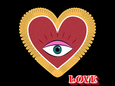 Love Spell eye grain graphic design heart illustration love texture typography