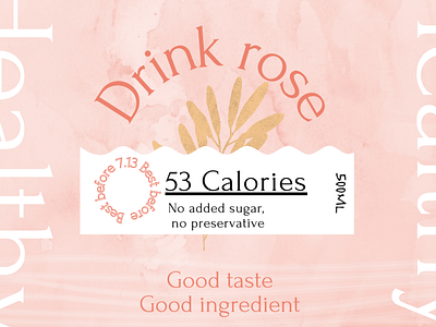 Drink bottle design concept bottledesign branding colorful drink minimal packagedesign rose sweet typography