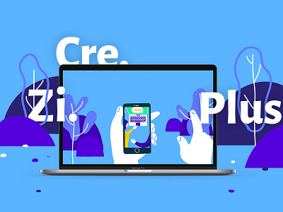 CRE.ZI.PLUS community card animation coworking devices illustration landscape mockup motion graphics sharing uiux