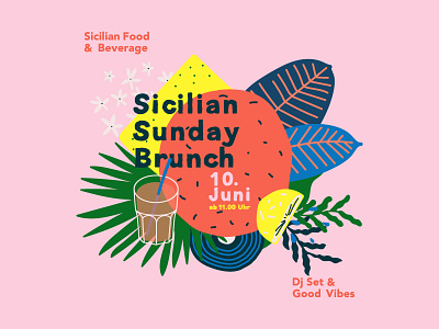 Sicilia Sunday Brunch - event - cover brand identity branding card festival food illustration palette post social sicily strategy