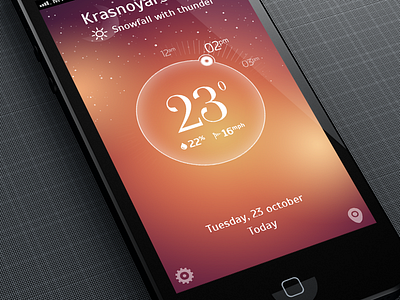 Weather application iOs design spinner stats sun temperature time ui weather button data glow interface ios iphone mobile star statistics