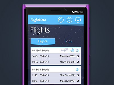 WP app flights interface ui windows phone wp