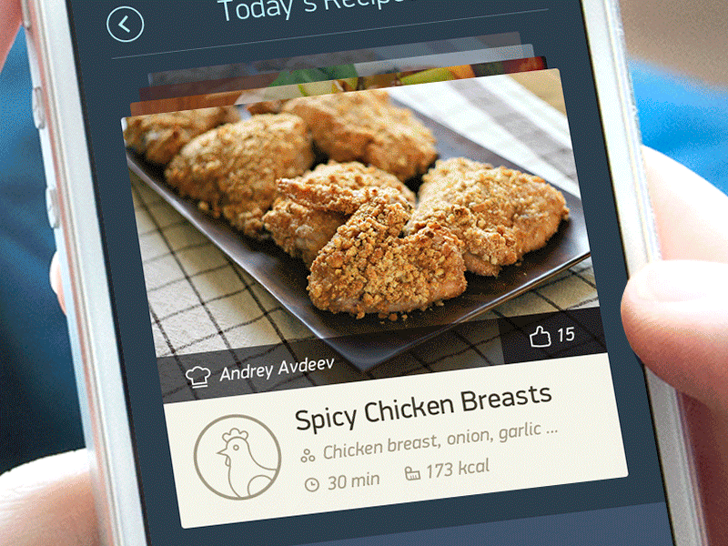 Recipes screen animation animation card check cooking interface recipe ui