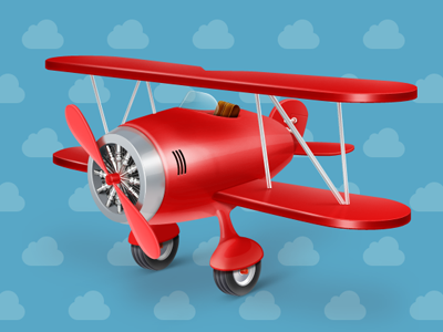 Little red plane air aircraft clouds icon plane red sky