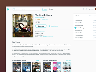 Audiobooks Online — Book page app app design audio audio player audiobook book sound ui web