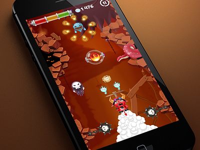 Escape from the Hell cartoon casual character devil fire game hell ios iphone runner ui