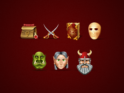 Game icons dwarf elf fantasy game icon orc