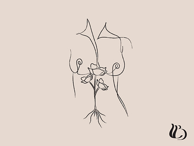 Floral Roots Illustration design drawing female body floral handdrawn illustraion line art line drawing minimalism
