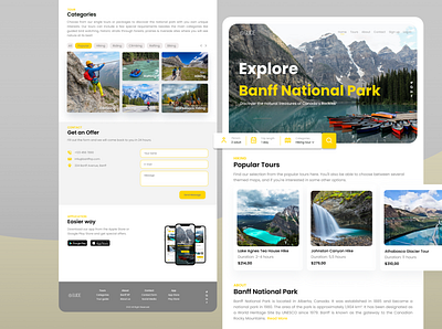 Travel Agency Website banff canada design figma figmadesign national park travel travel website travelagency traveling ui uidesign user interface webdesign website