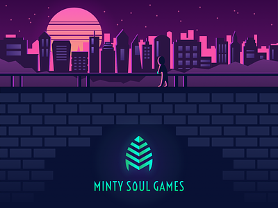 Minty Soul Games - Website blade runner branding drive movie dystopia games illustration indie games mint neon synthwave website