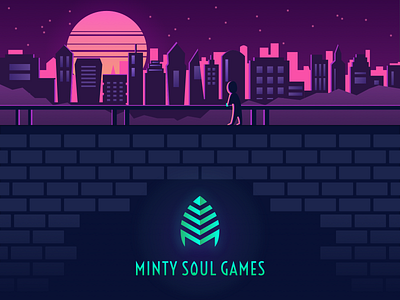 Minty Soul Games - Website blade runner branding drive movie dystopia games illustration indie games mint neon synthwave website