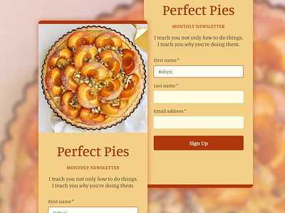 Daily UI 001 - Sign up for an email newsletter dailyui dailyui 001 food newsletter pie signup signupform