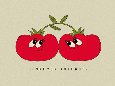 Forever friends art branding cute design forever friend friends graphic design illustration love peace tomato