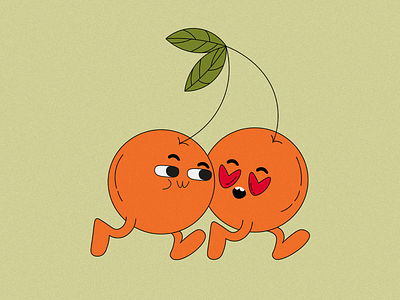 Twin Cherries character cherri cherries cherry friends fun graphic design illustration love peace summer twin cherries
