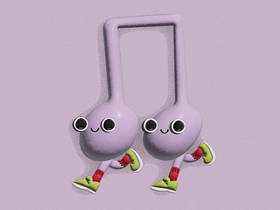 Cute musical notes 3d character character design cute design graphic design illustration illustrator musical notes note notes together