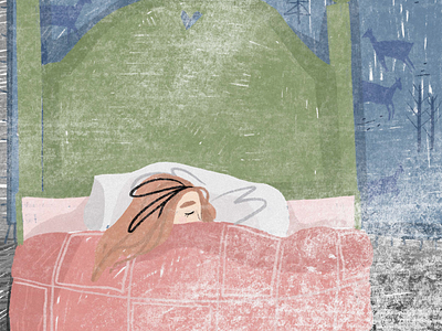 Girl bed cute design girl graphic design illustration sleep woman