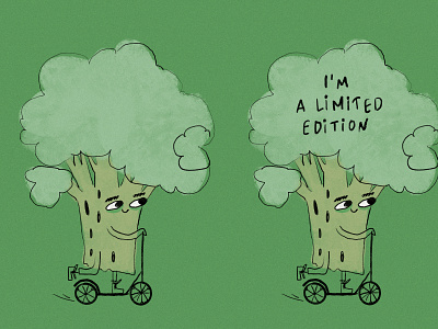 Broccoli broccoli character character design cute design funny green illustration scooter