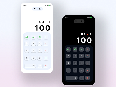 Light and Dark Mode Standard Calculator calculator concept concept art dailyui design mobile ui