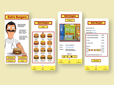 Bob's Burgers Mobile Order App concept dailyui design illustration logo ui