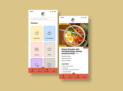 Ramen Noodles Recipe App Mobile branding concept concept art dailyui design illustration logo ui ux vector