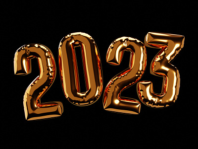 2023 Balloons 2022 2023 balloon baloons blender branding design foil golden logo mylar new year render typography year in review