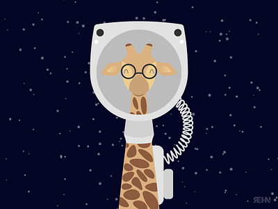 Giraffe-naut 404 animal animals cute digital giraffe hipster illustration space travel