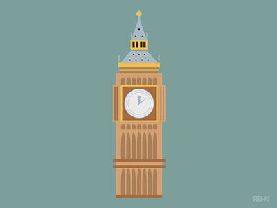 Big Ben architecture ben big clock flat illustration landmark london tower uk