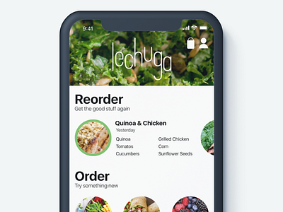 Lechuga - Food Ordering branding food ios iphone iphonex lechuga mockup salads ui