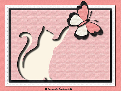 Cat et papillon adobe craft craftwork design effect illustration illustrator texture vector