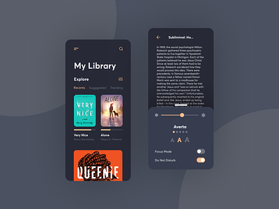 E-Book Reading App android app app design books dark dark mode design ebook ebook app ebooks figma graphic design ios iphone minimalist mobile modern reading reading app ui