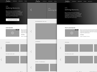 Bethel TV Redesign desktop on demand video wireframe