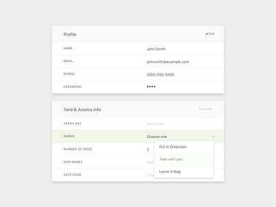 Profile and preferences form UI clean form preferences product design profile simple ui ux