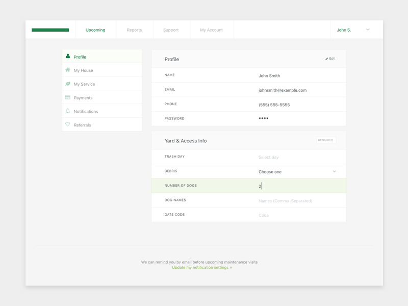 Lawn care dashboard by Balt Pazos on Dribbble