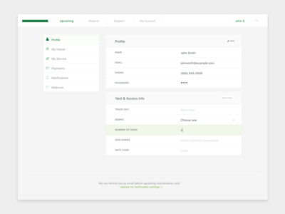 Lawn care dashboard