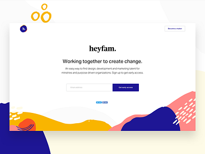 Introducing Heyfam abstract color email job board job site landing page minimal patterns