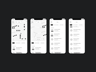 Early stage iOS exploration ios list view location maps pin wireframe