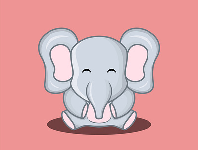 Cute Elephant Illustration cute cute animal design elephant illustration logo