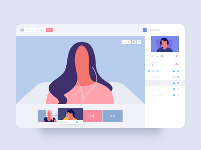 meeting room ui app flat graphic illustraion meeting room minimal ui ui design ux video conference webdesign