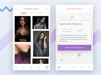 Model Mayhem app casting design fashion ios landing models profile ui ux