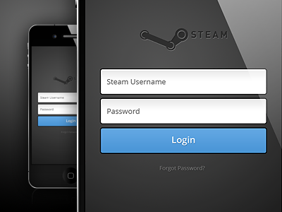 Steam App app black blue dark grey iphone login steam