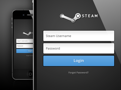 Steam App Login Screen app black blue dark grey ios iphone login steam
